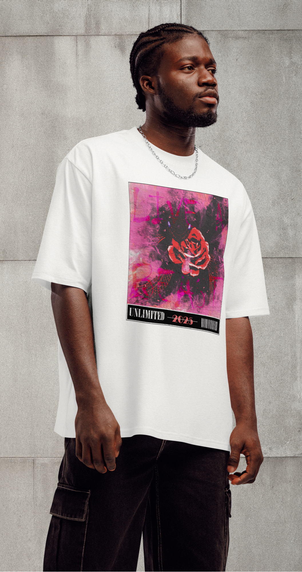 UNLIMITED Rose Designed Oversized T-shirt
